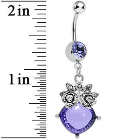 Purple Gem Luminous Orb Victorian Roses Dangle Belly Ring