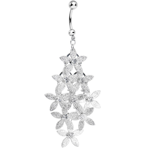 Clear Gem Gleaming Tower of Flowers Chandelier Belly Ring