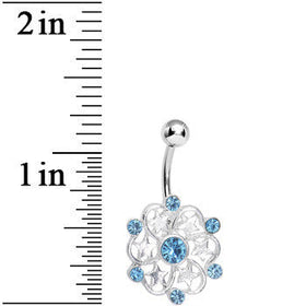 Aqua Gem Princess Star Petals Flower Belly Ring