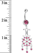 Pink Gem Symmetrical Star Flower Dangle Belly Ring
