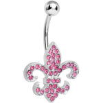 Pink Gem Fabulous Fleur de Lis Belly Ring