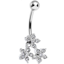 Crystalline Gem Trio of Flowers Belly Ring