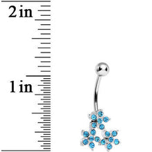 Aqua Gem Trio of Flowers Belly Ring