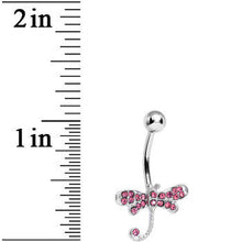 Pink Gem Lazy Dragonfly Belly Ring