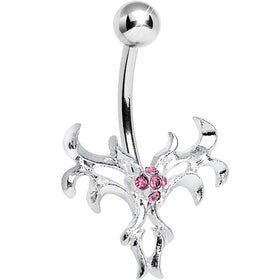 Pink Gem Exotic Leaves Belly Ring