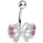 Pink Gem Enchanting Butterfly Belly Ring