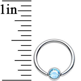 16G 3/8 Aqua Gem Steel BCR Captive Ring 4mm Flat Disc