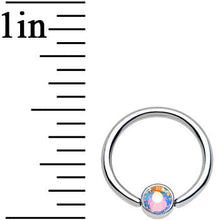 16G 3/8 Clear Gem Steel BCR Captive Ring 4mm Flat Disc