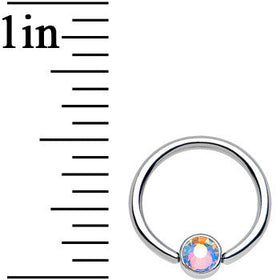 16G 3/8 Clear Gem Steel BCR Captive Ring 4mm Flat Disc