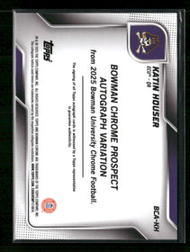 2025 Bowman University Chrome Blue Refractor #/150 Katin Houser Auto #BCA-KH