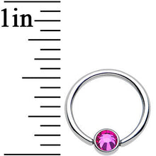 16G 3/8 Fuschia Gem Disc Titanium BCR Captive Ring