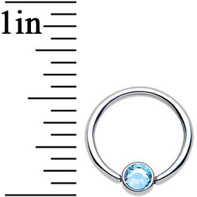16G 3/8 Aqua Gem Titanium BCR Captive Ring 4mm Flat Disc