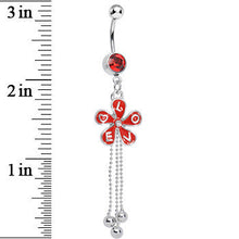 Red Gem Blooming Love Red Spring Flower Dangle Belly Ring