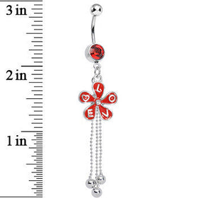Red Gem Blooming Love Red Spring Flower Dangle Belly Ring