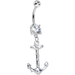 Clear Gem Nautical Anchor Dangle Belly Ring