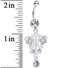 Clear Gem Elegant Symmetry Butterfly Dangle Belly Ring