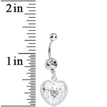 Clear Gem Flattering Hollow Heart Dangle Belly Ring