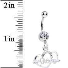 Clear Gem Cupid Arrow Love Heart Dangle Belly Ring