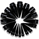 00G to 1 inch 18 Piece Black Acrylic Ear Stretching Taper Kit