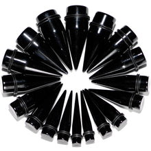00G to 1 inch 18 Piece Black Acrylic Ear Stretching Taper Kit