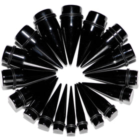 00G to 1 inch 18 Piece Black Acrylic Ear Stretching Taper Kit