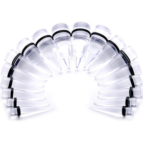 00G to 1 inch 18 Piece Clear Acrylic Ear Stretching Taper Kit