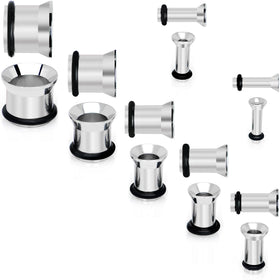 12G to 00G 14 Piece Ear Stretching Tunnel Kit Set of 2
