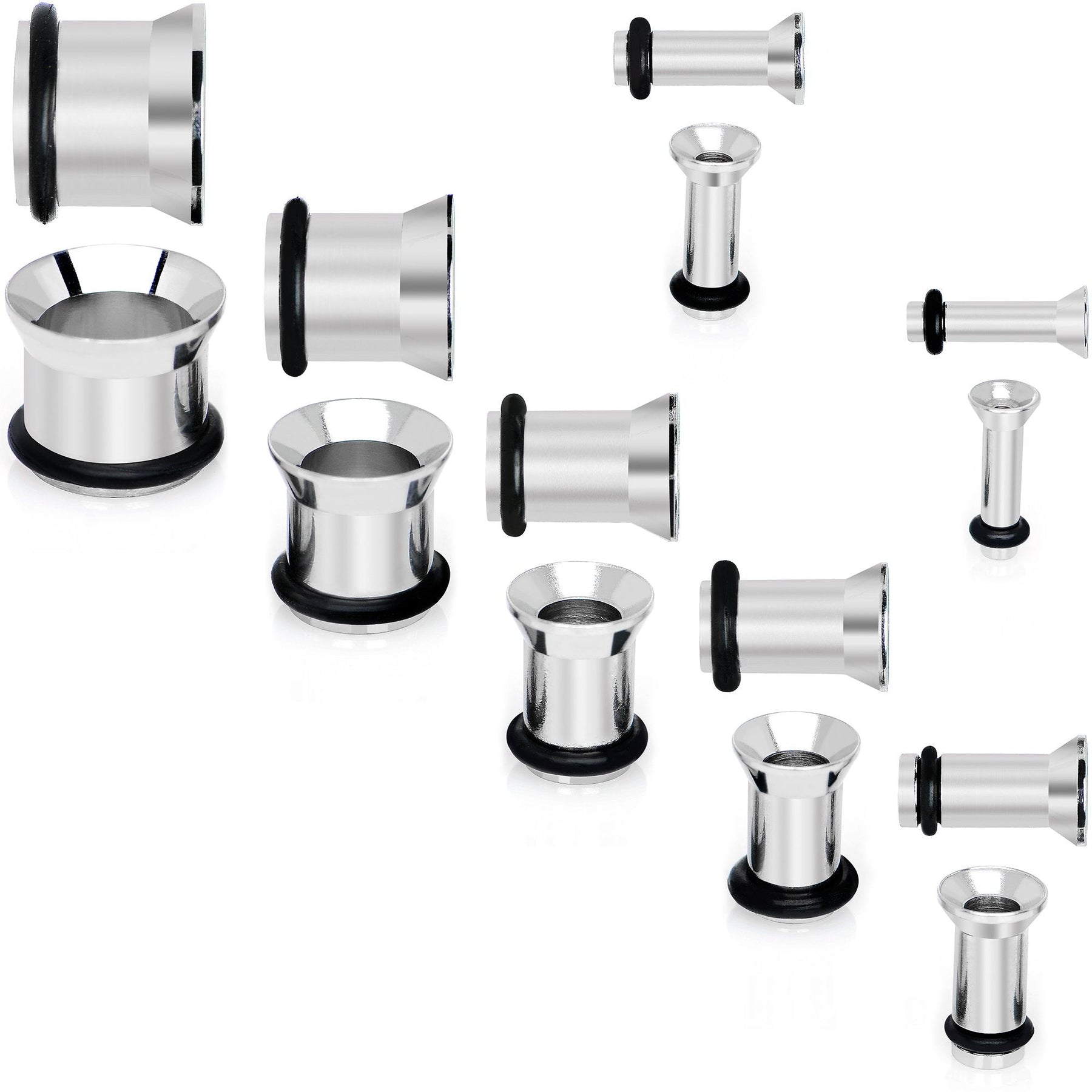 12G to 00G 14 Piece Ear Stretching Tunnel Kit Set of 2