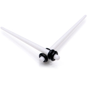 14 to 00G 18 Piece White Acrylic Ear Stretching Taper Kit Set