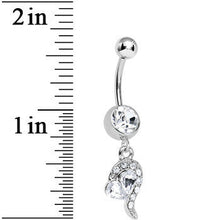Clear Gem Half Heart Dangle Belly Ring