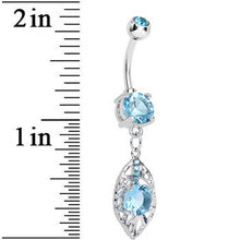 Aqua Gem Glamorous Falling Leaf Dangle Belly Ring