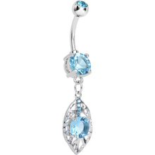 Aqua Gem Glamorous Falling Leaf Dangle Belly Ring