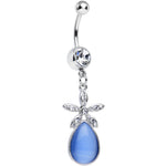 Clear Gem Star Flower Teardrop Stone Dangle Belly Ring