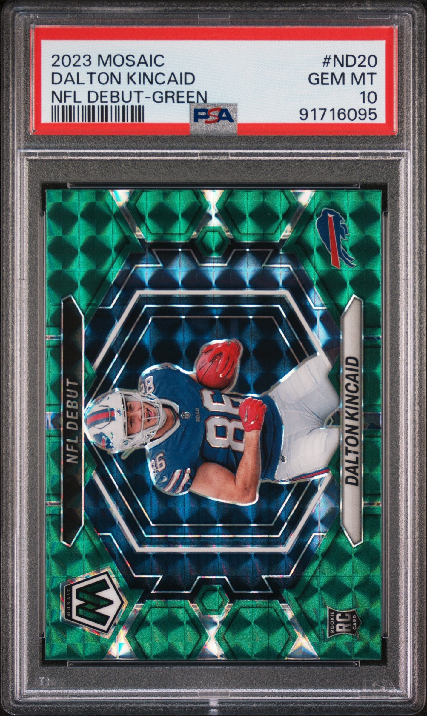 2023 Panini Mosaic Nfl Debut Nfl Debut-Green Dalton Kincaid 10 PSA #ND20