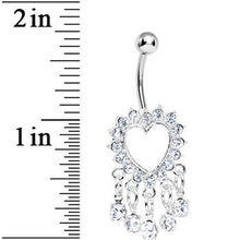 Crystalline Gem Super Sparkle Drops and Hollow Heart Dangle Belly Ring