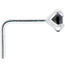 925 Sterling Silver 3mm Round Black CZ L-Shape Nose Ring