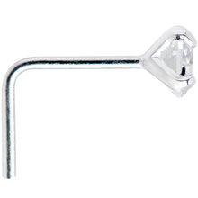 925 Sterling Silver 3mm Round Clear CZ L-Shape Nose Ring