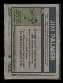 2026 Topps Heritage Real One Autographs Jim Palmer Auto #77RO-JP