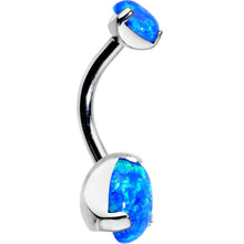 Double Blue Synthetic Opal Internally Threaded Belly Ring 3/8