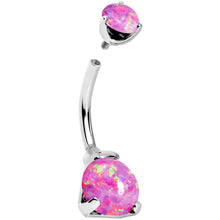 Double Pink Synthetic Opal Internally Threaded Belly Ring 3/8