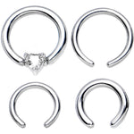 16G and 14G Clear Gem Heart Interchangeable BCR Set