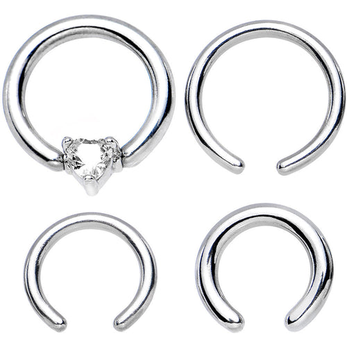 16G and 14G Clear Gem Heart Interchangeable BCR Set