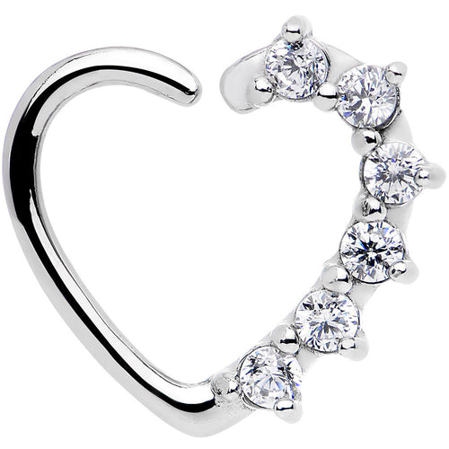 16G Clear CZ Heart Left Closure Daith Cartilage Tragus Earring