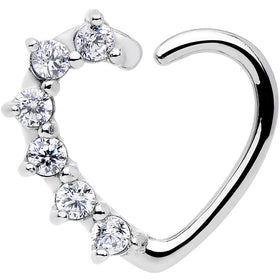 16G Clear CZ  Heart Right Closure Daith Cartilage Tragus Earring