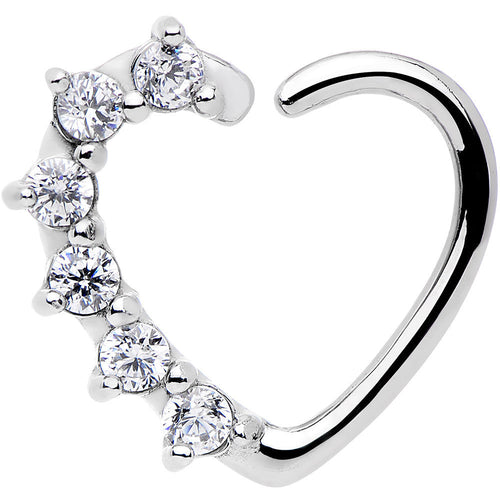 16G Clear CZ  Heart Right Closure Daith Cartilage Tragus Earring