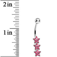 Pink Gem Dazzling Triple Star Belly Ring