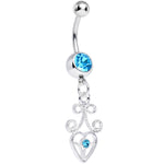 Aqua Gem Thrill of the Frill Heart Dangle Belly Ring