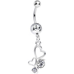 Clear Gem Glimmering Kindred Hearts Dangle Belly Ring