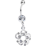 Crystalline Gem Summertime Open Flower Petal Dangle Belly Ring