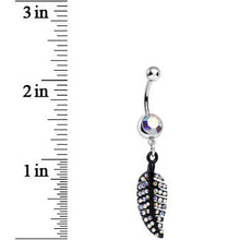 Aurora Gem Glimmering Black Forest Leaf Dangle Belly Ring